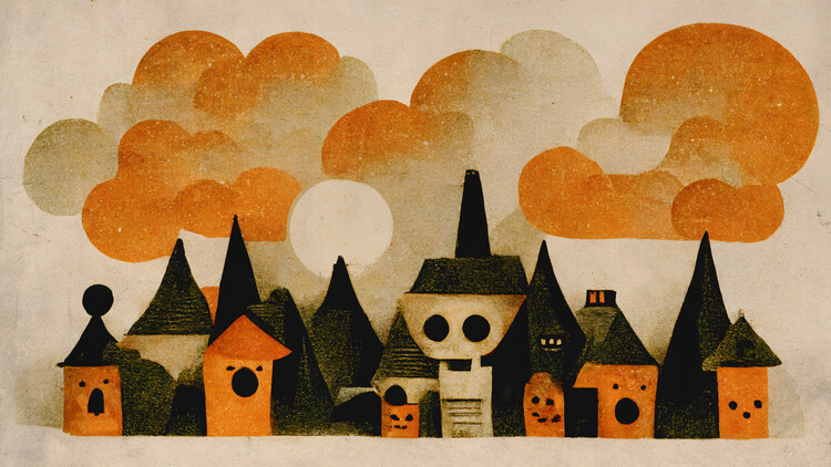 Canvas Print Spooky Wooky Village