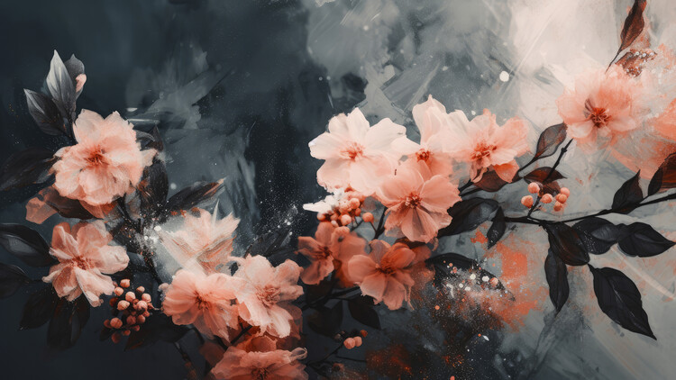 Canvas Print Coral Floating Blossoms