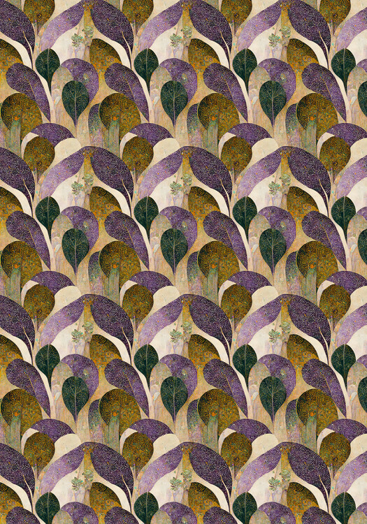 Bild auf Leinwand Purple Leafs Pattern