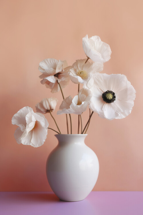 Poster White Poppy In White Vase