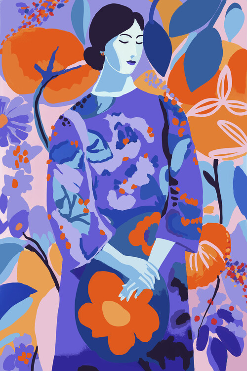 Vászonkép Woman In Flower Garden