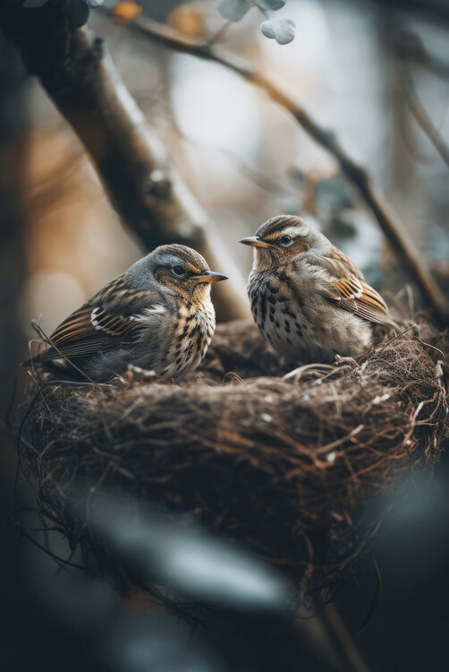 Levně Plakát, Obraz - Birds In Nest No 2, Treechild, 26.7 × 40 cm