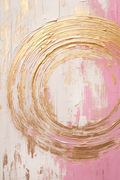 Poster ABSTRACT ART Experience balance - pink and golden style