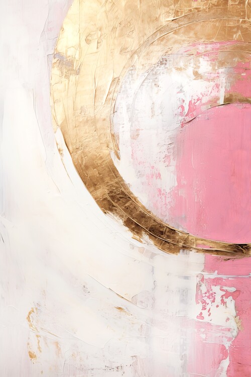 Plakat ABSTRACT ART Lightness of being - pink and golden style