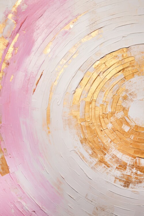 Poster ABSTRACT ART Structures of time - pink and golden style