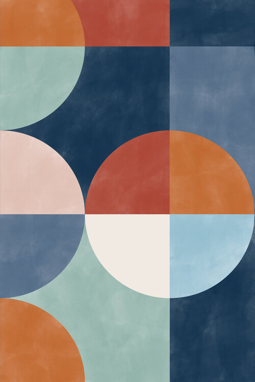 Poster Blue & Rust Geometric Poster No.5
