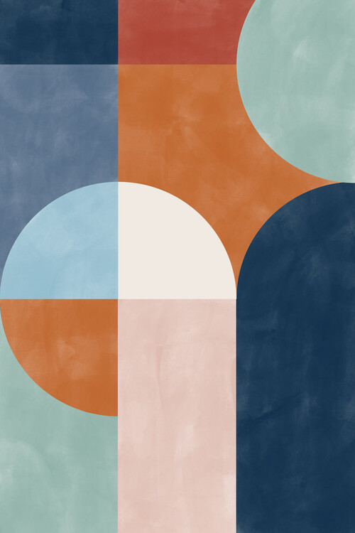 Poster Blue & Rust Geometric Poster No.6