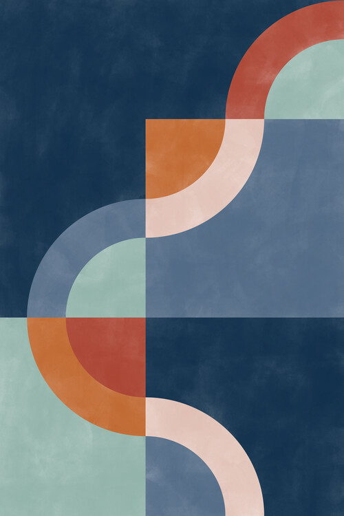 Poster Blue & Rust Geometric Poster No.7