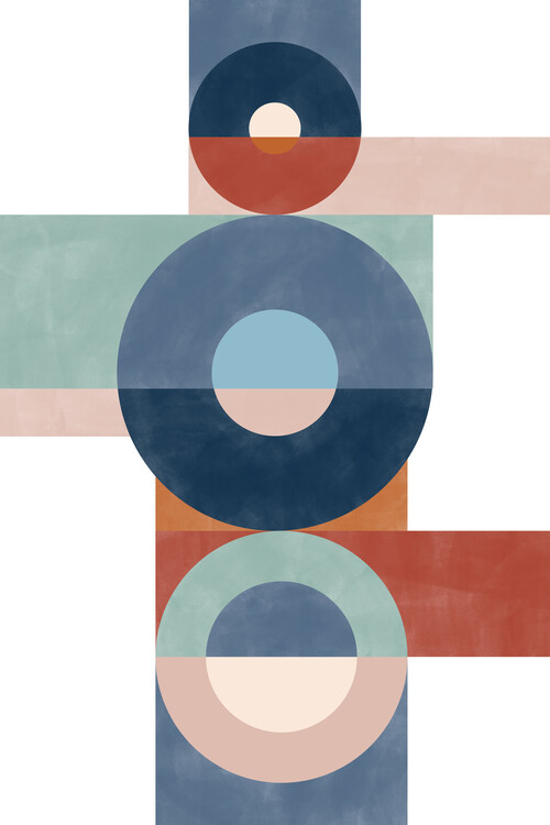 Plakat Blue & Rust Geometric Poster No.12