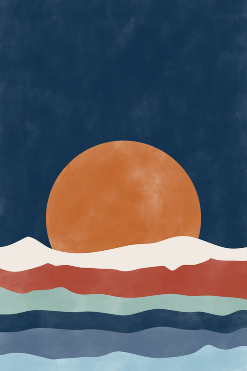 Poster Abstract Terracotta & Blue Landscape No.3
