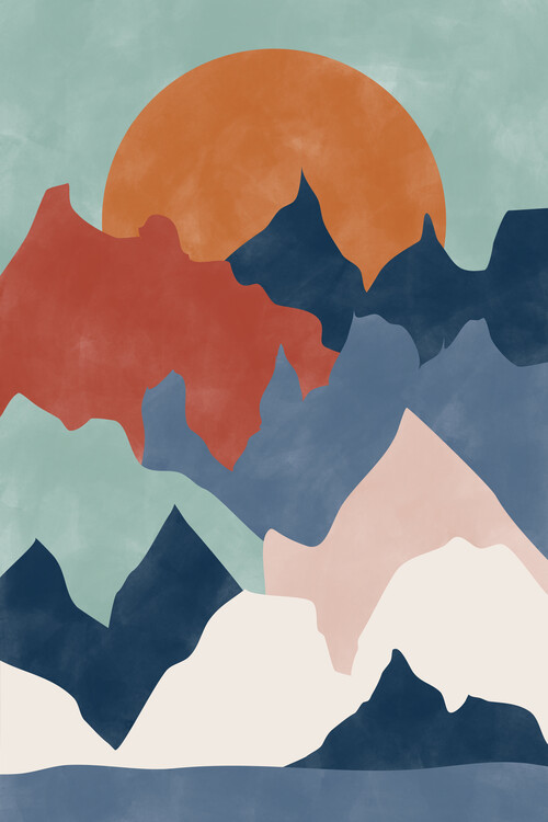Poster Abstract Terracotta & Blue Landscape No.2