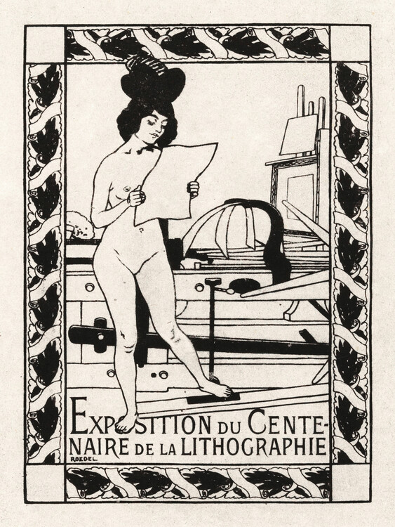 Poster Exposition du Centenaire (Retro Nude Lady) - Auguste Roedel