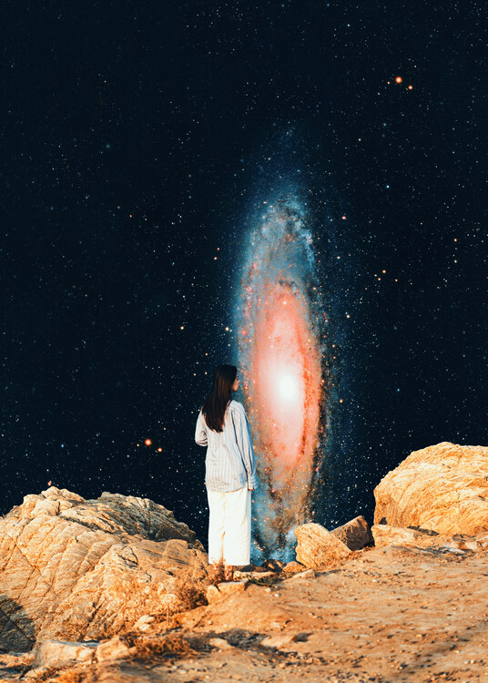 Плакат Woman and Galaxy