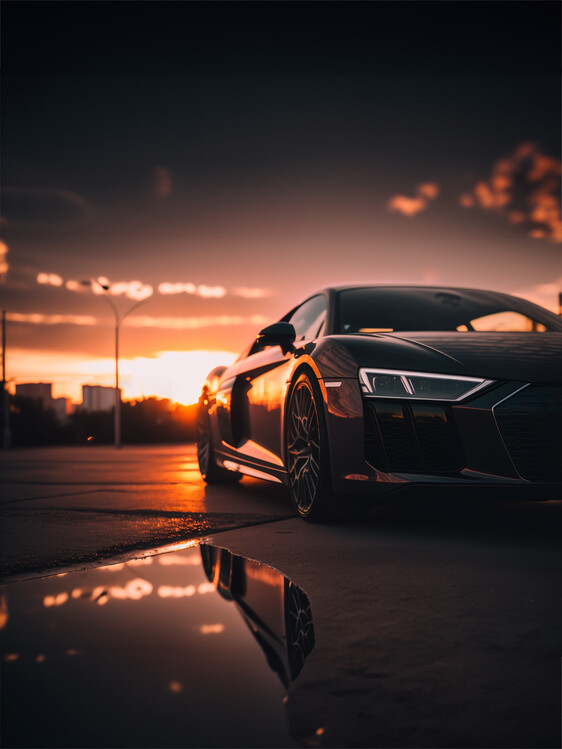 Canvas Print Audi R8 in the sunset