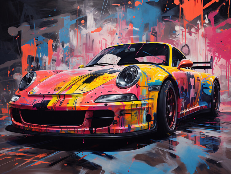 Canvas Print 911 car Graffiti Style