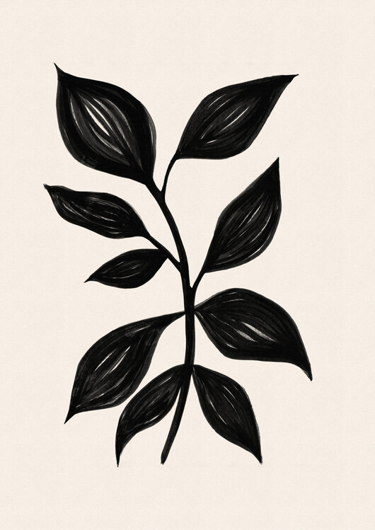 Poster Botanical 01, ink painting, Leaf illustration