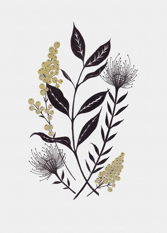 Poster Botanical 04, floral and fauna illustration