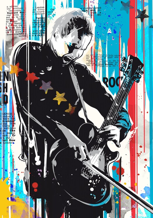 Poster Guitarist colored portrait II