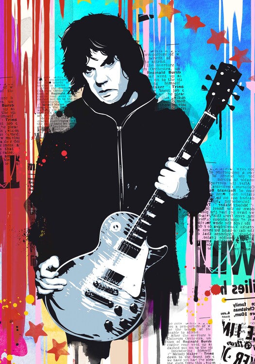 Poster Guitarist colored portrait IV