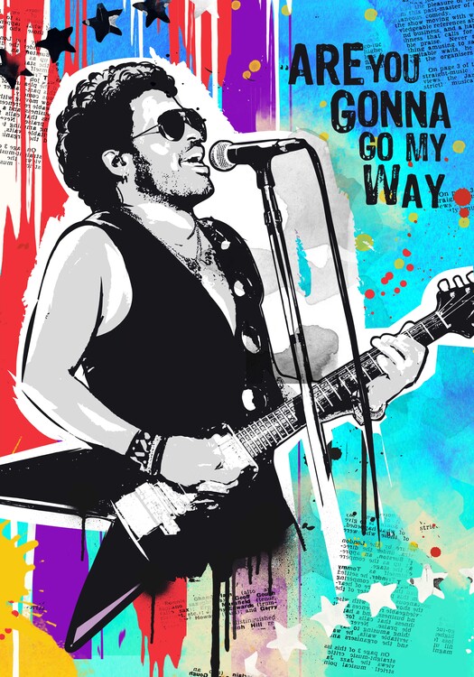 Poster Guitarist colored portrait V