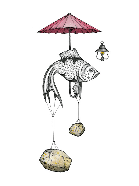 Schilderij op canvas Umbrella Fish