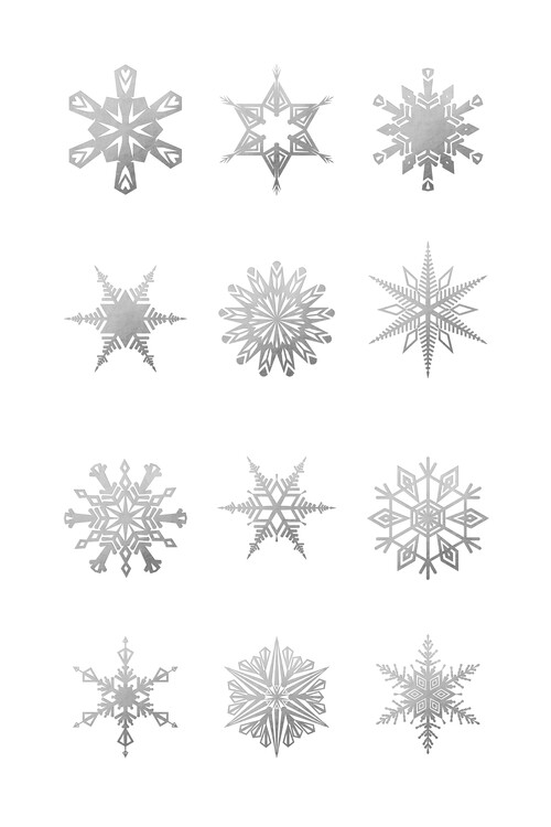 Плакат Twelve geometric snowflakes