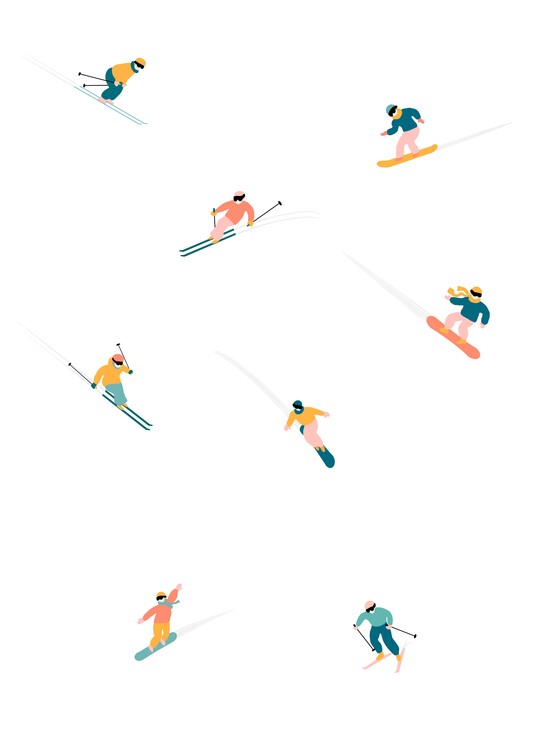 Tablou pe pânză Skiing art ski snowboard illustration wall art modern