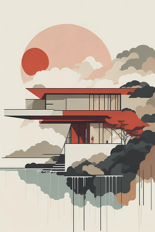 Poster Frank Lloyd Wright Falling Water House