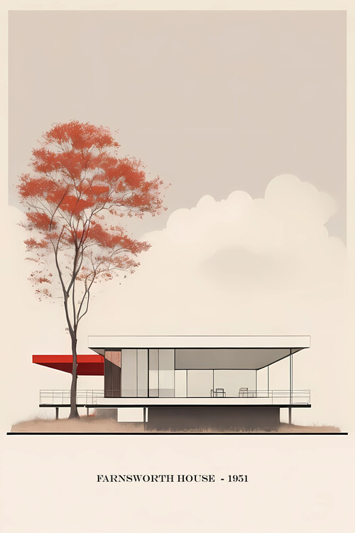 Poster Farnsworth House by Ludwig Mies van der Rohe 1951