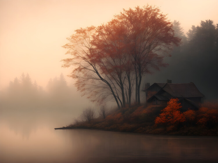 Poster Farmhouse in Magical Autumn