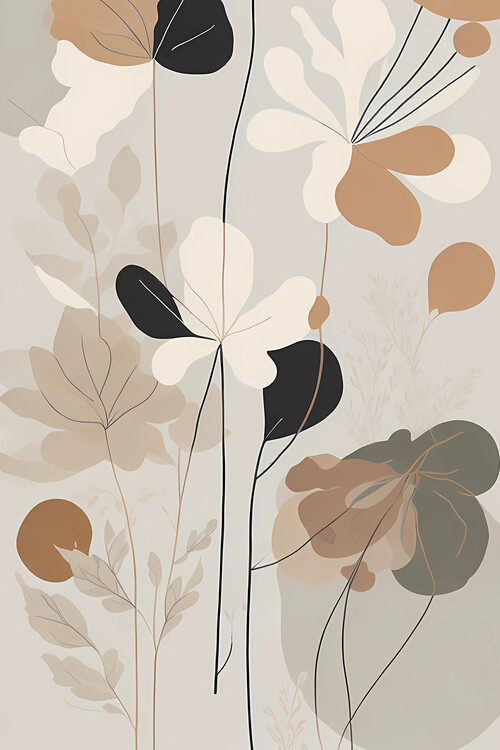 Poster Beige Neutral Warm Flowers