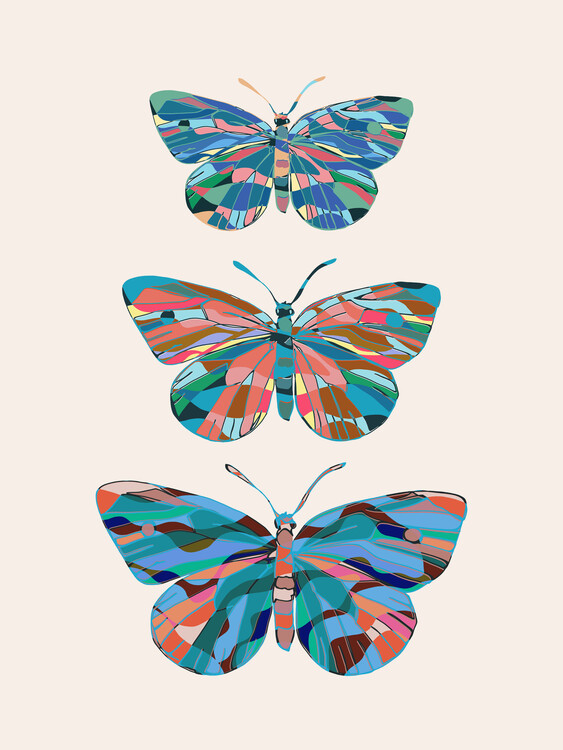 Canvas Print Three Butterflies
