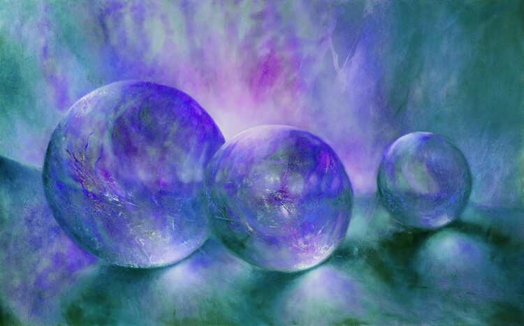 Poster Play with the light - purple and turquoise