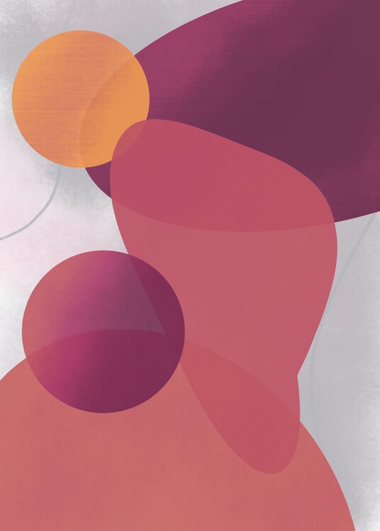 Plakát Modern Shapes Red Velvet Wall Art Poster