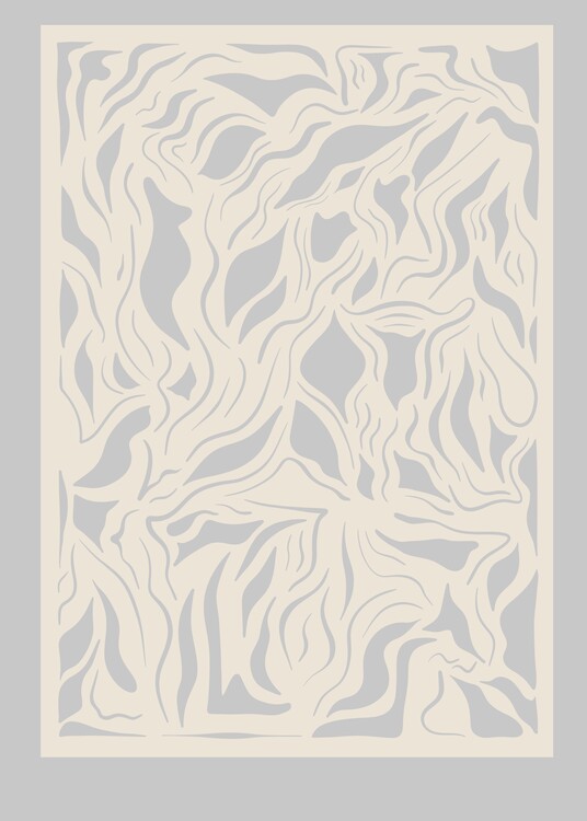 Poster Modern Waves Illustration Beige and Grey