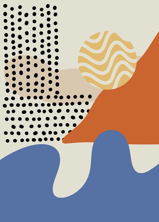 Плакат Mixed Media Art Waves and Mountain