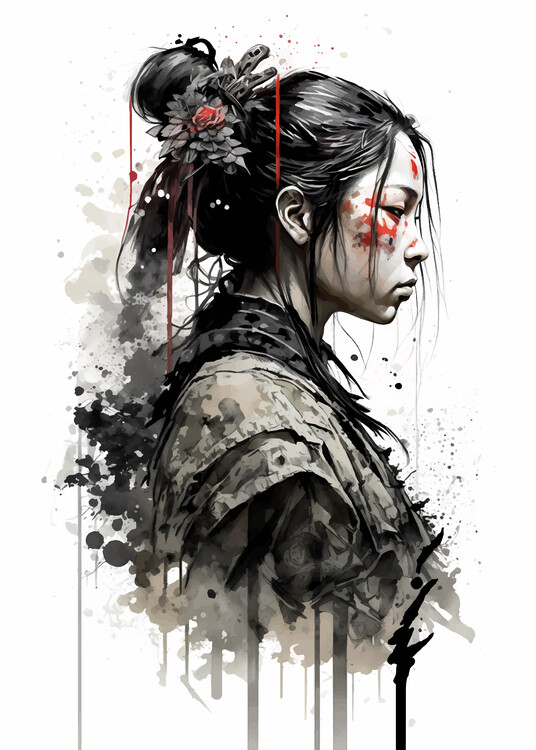 Poster Samurai Warrior Girl
