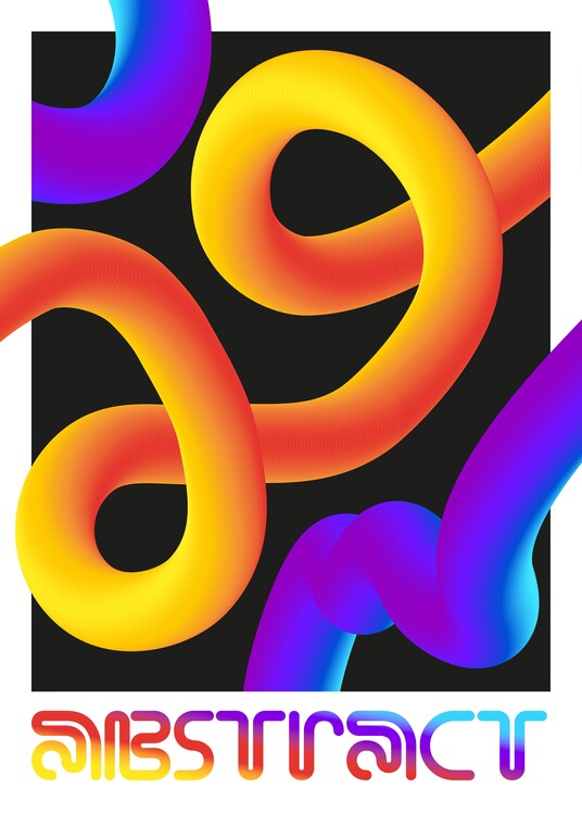 Poster Space lines abstract blue yellow