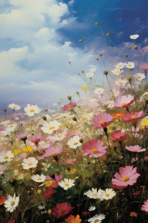 Poster Wildflower Meadow Breeze Summer Sky