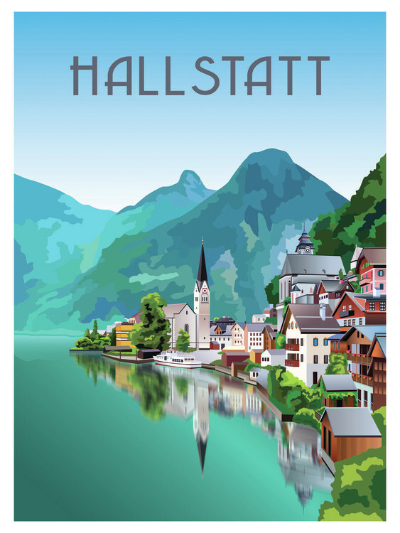 Plakát Hallstatt Austria Alps
