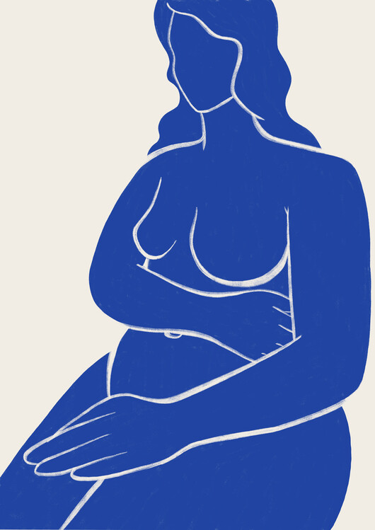 Poster Lady, blue, Nude 04