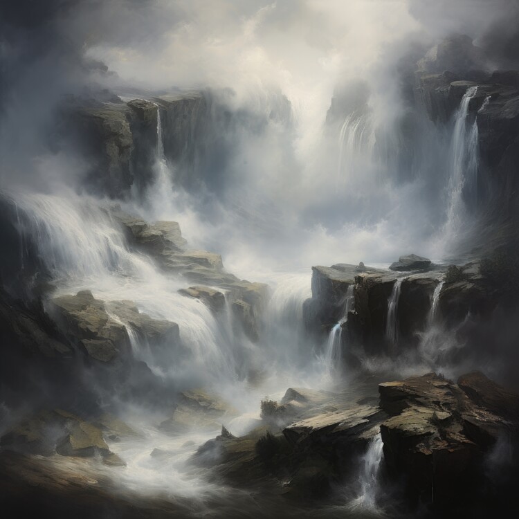 Poster Cascade Waterfalls Mountain Mist