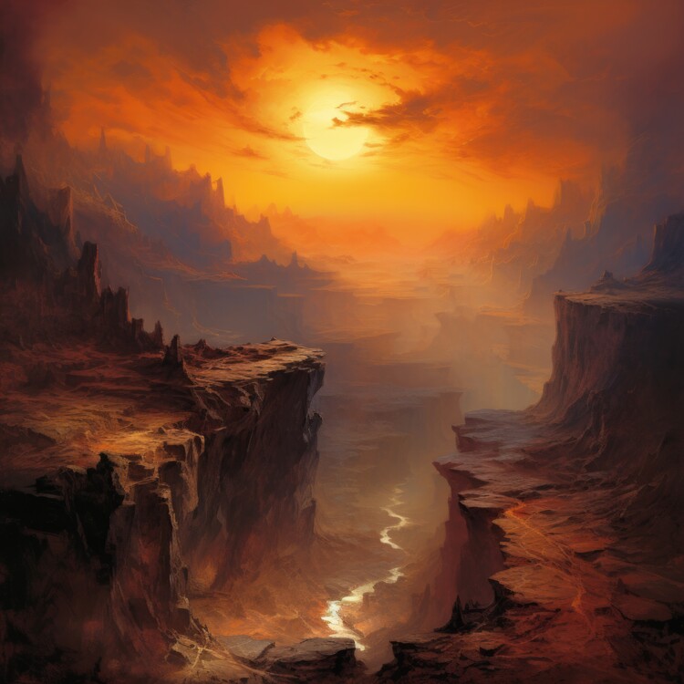 Poster Canyon River at Fiery Dusk