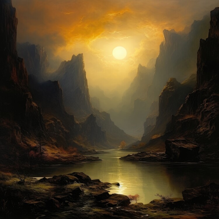 Poster Canyon River at Sunset