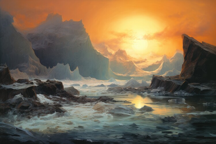 Poster Arctic Ocean Sunset Artistry