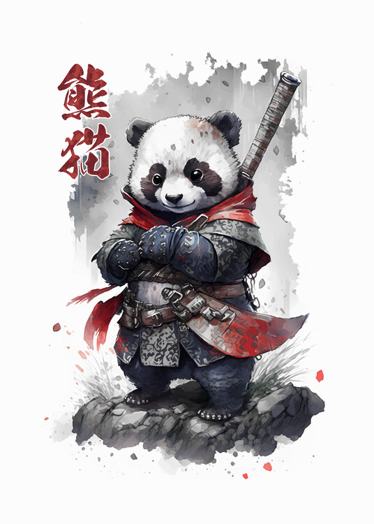 Poster Panda Samurai Warrior