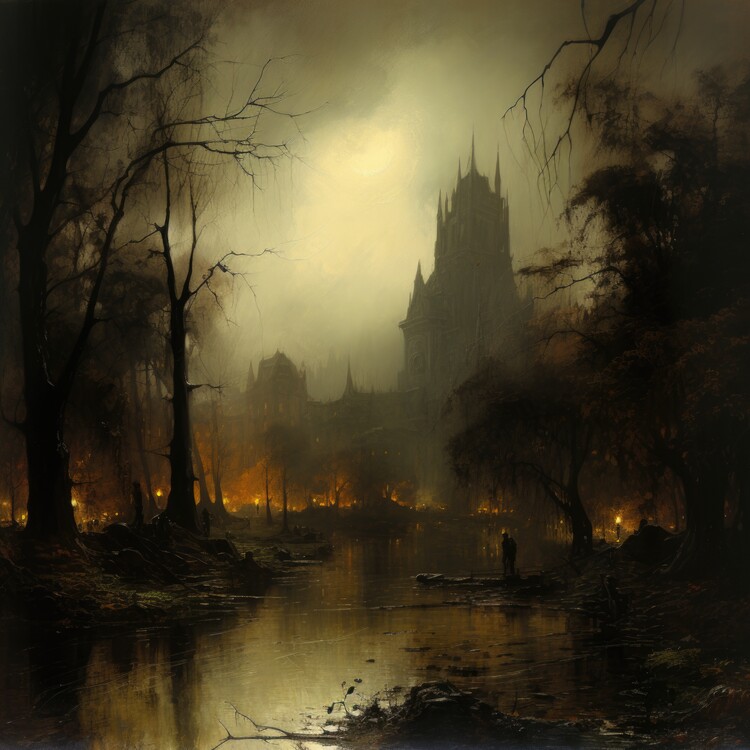 Poster Gothic Cathedral Moonlight