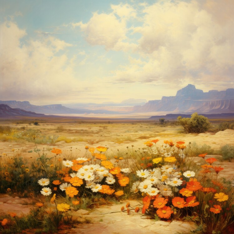 Poster Mountain Vista Wildflower Field