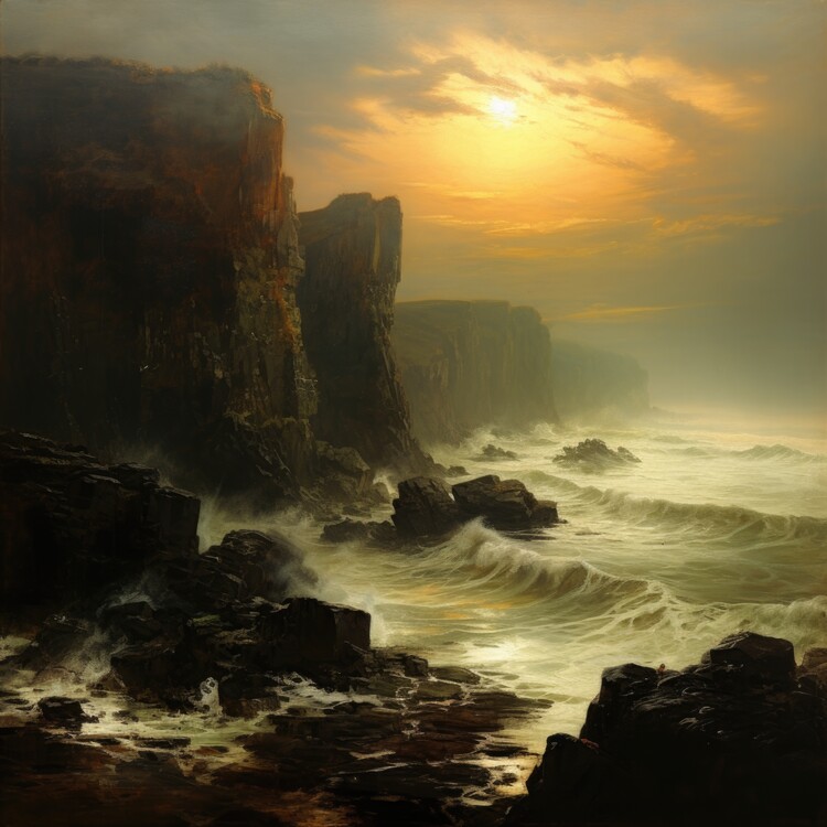 Poster Ocean Cliffs at Golden Hour