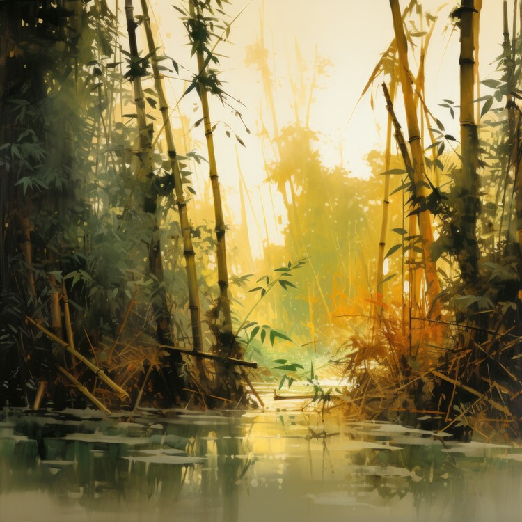 Poster Misty Bamboo Grove Dawn
